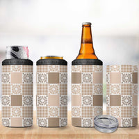Hawaiian Palaka Quilt Pattern 4 in 1 Can Cooler Tumbler Hawaii Culture Honu Turtle LT9 - Polynesian Pride