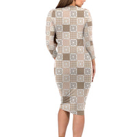 Hawaiian Palaka Quilt Pattern Family Matching Long Sleeve Bodycon Dress and Hawaiian Shirt Hawaii Culture Honu Turtle LT9 - Polynesian Pride