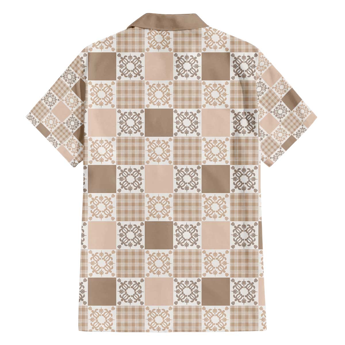 Hawaiian Palaka Quilt Pattern Family Matching Off The Shoulder Long Sleeve Dress and Hawaiian Shirt Hawaii Culture Honu Turtle LT9 - Polynesian Pride