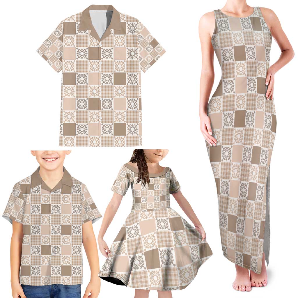 Hawaiian Palaka Quilt Pattern Family Matching Tank Maxi Dress and Hawaiian Shirt Hawaii Culture Honu Turtle LT9 - Polynesian Pride