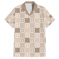 Hawaiian Palaka Quilt Pattern Family Matching Tank Maxi Dress and Hawaiian Shirt Hawaii Culture Honu Turtle LT9 Dad's Shirt - Short Sleeve Beige - Polynesian Pride