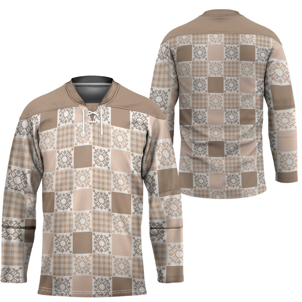 Hawaiian Palaka Quilt Pattern Hockey Jersey Hawaii Culture Honu Turtle - Polynesian Pride