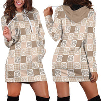 Hawaiian Palaka Quilt Pattern Hoodie Dress Hawaii Culture Honu Turtle - Polynesian Pride