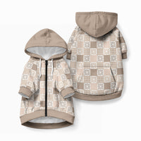 Hawaiian Palaka Quilt Pattern Pet Hoodie Hawaii Culture Honu Turtle LT9 Zip-up Beige - Polynesian Pride