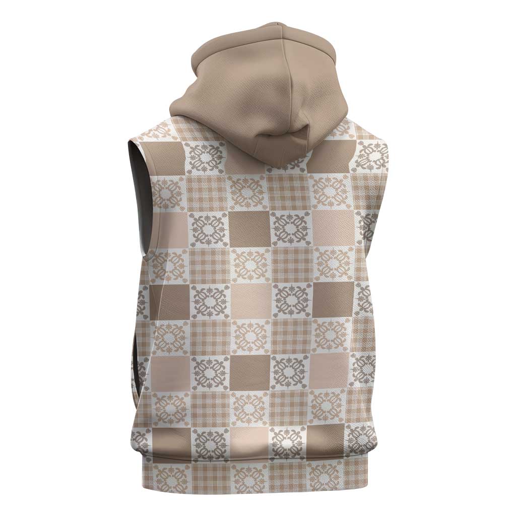 Hawaiian Palaka Quilt Pattern Sleeveless Hoodie Hawaii Culture Honu Turtle LT9 - Polynesian Pride