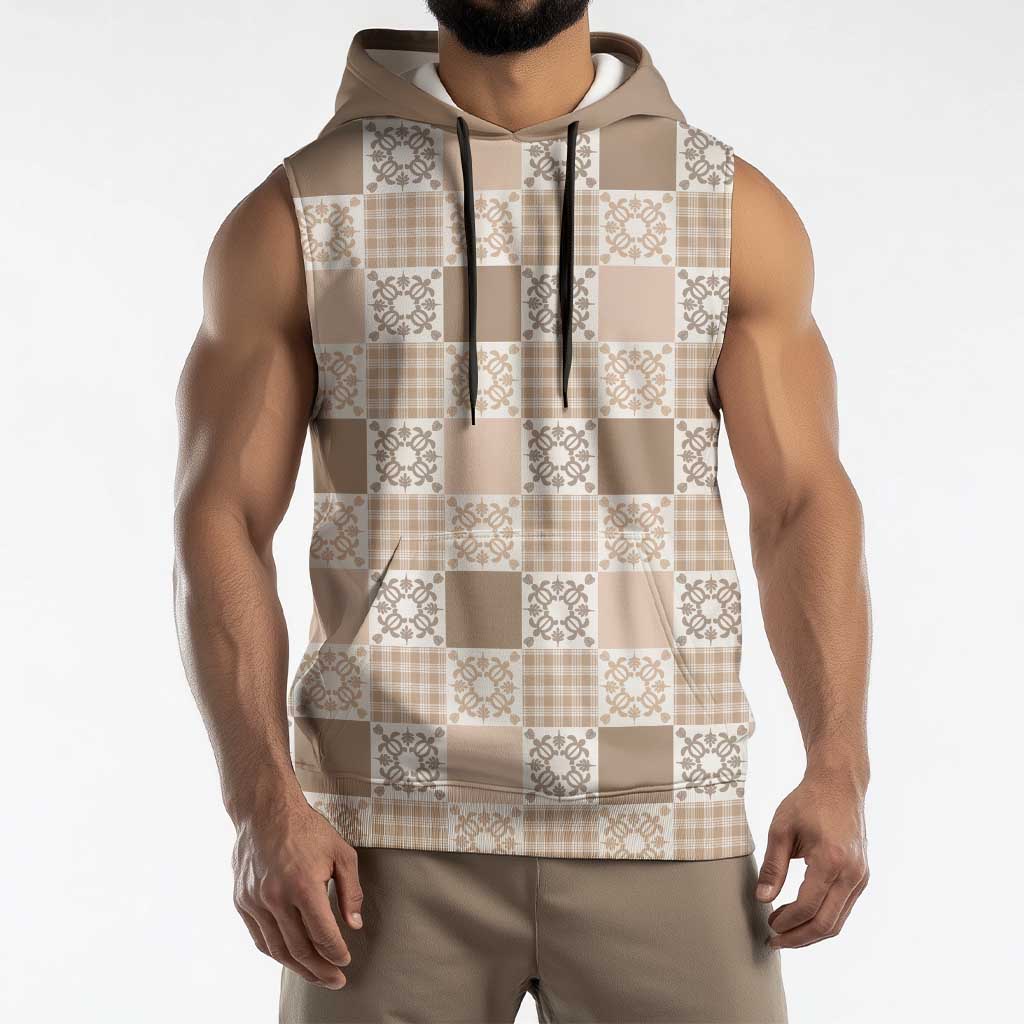 Hawaiian Palaka Quilt Pattern Sleeveless Hoodie Hawaii Culture Honu Turtle LT9 - Polynesian Pride