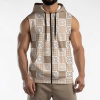 Hawaiian Palaka Quilt Pattern Sleeveless Zip Hoodie Hawaii Culture Honu Turtle - Polynesian Pride