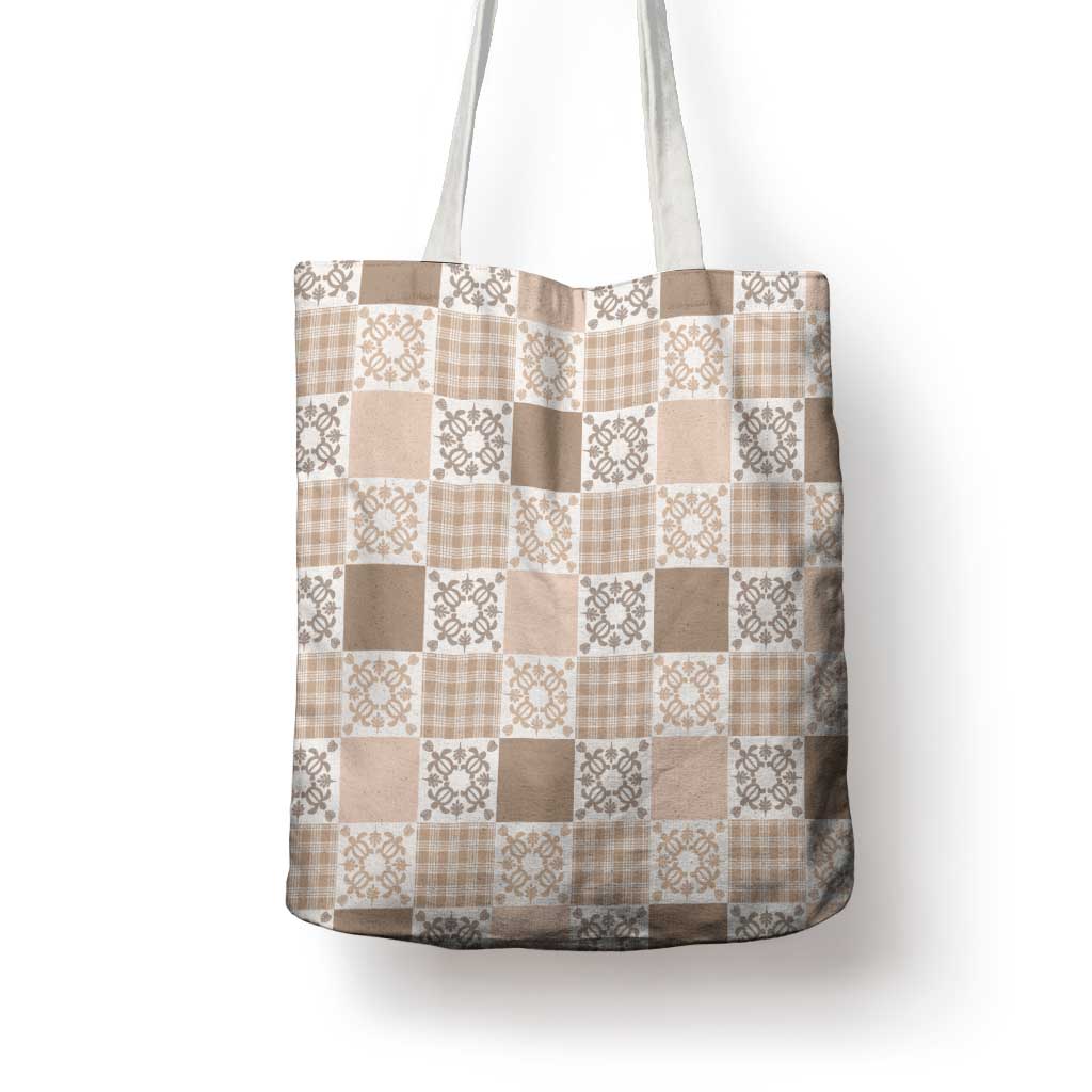 Hawaiian Palaka Quilt Pattern Tote Bag Hawaii Culture Honu Turtle - Polynesian Pride