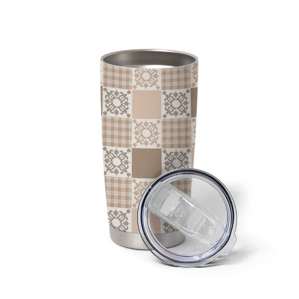 Hawaiian Palaka Quilt Pattern Tumbler Cup Hawaii Culture Honu Turtle - Polynesian Pride