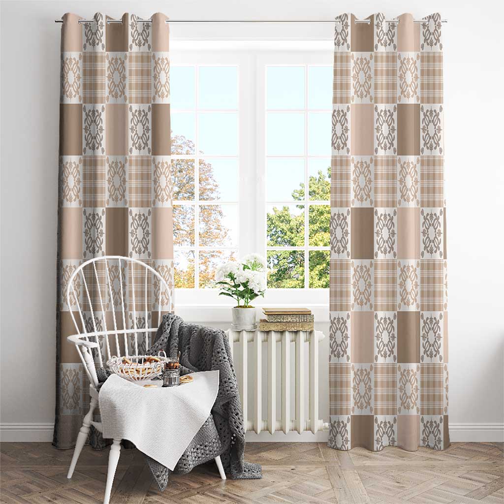 Hawaiian Palaka Quilt Pattern Window Curtain Hawaii Culture Honu Turtle - Polynesian Pride