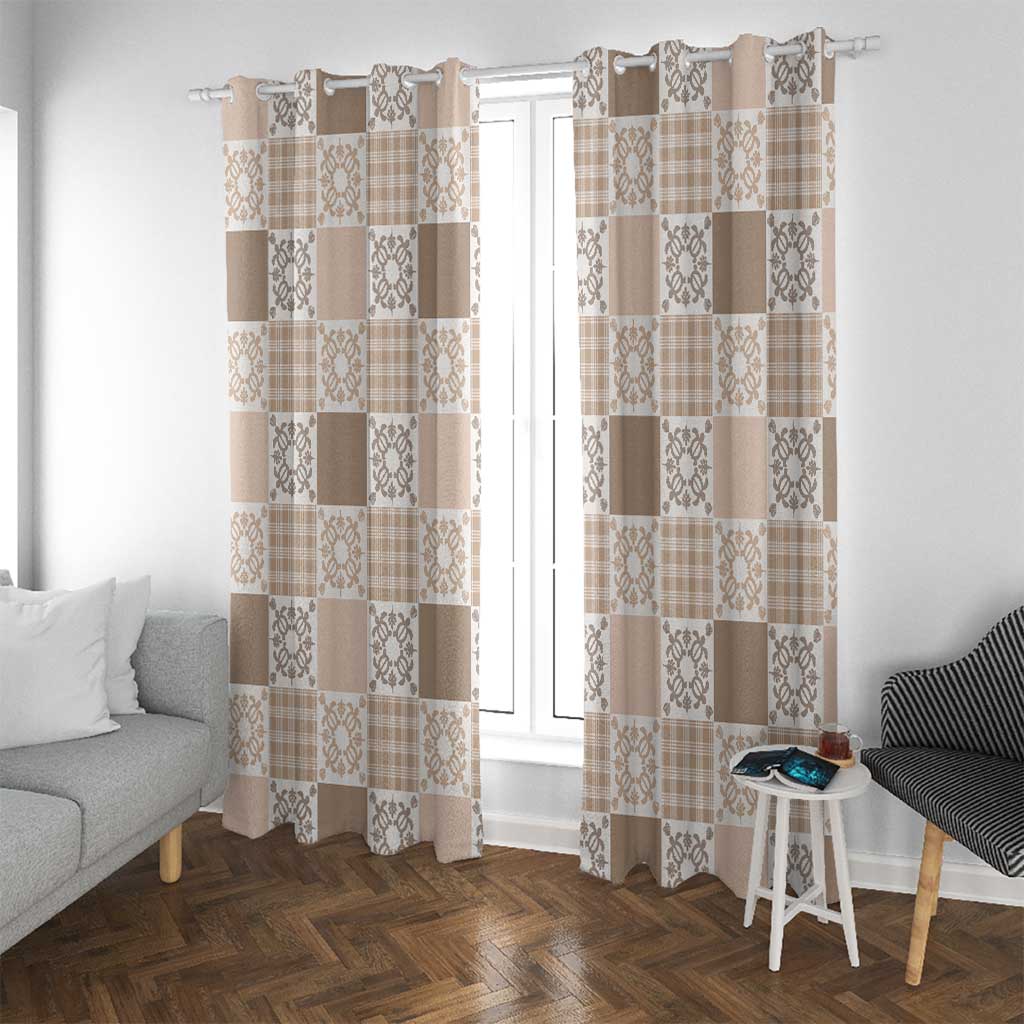 Hawaiian Palaka Quilt Pattern Window Curtain Hawaii Culture Honu Turtle - Polynesian Pride