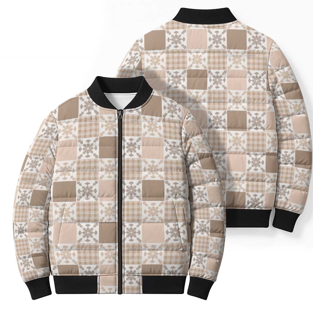 Hawaiian Palaka Quilt Pattern Bomber Puffer Jacket Hawaii Culture Pineapple - Polynesian Pride