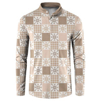 Hawaiian Palaka Quilt Pattern Button Sweatshirt Hawaii Culture Pineapple - Polynesian Pride