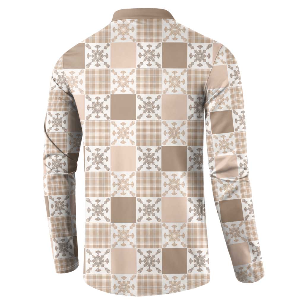 Hawaiian Palaka Quilt Pattern Button Sweatshirt Hawaii Culture Pineapple - Polynesian Pride