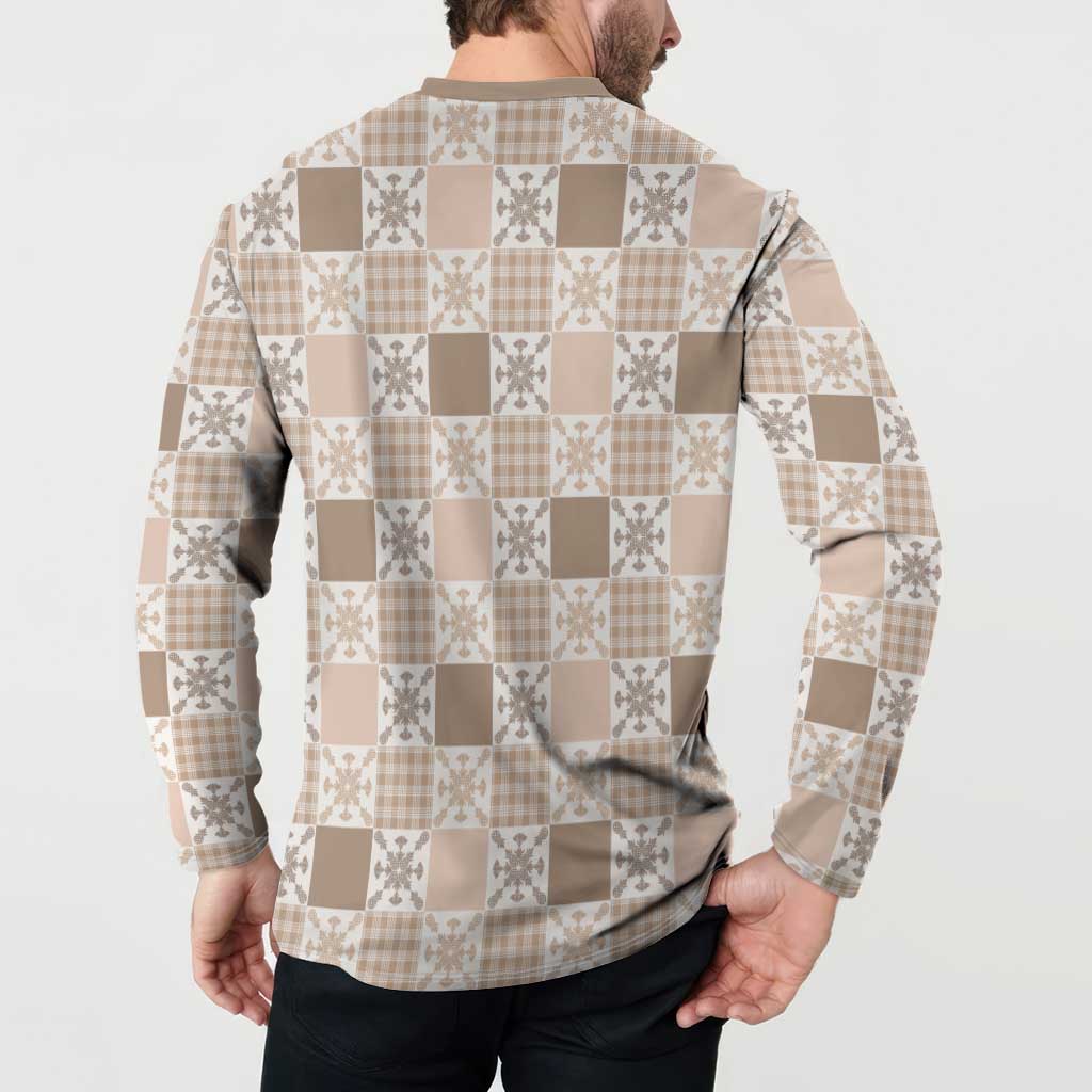 Hawaiian Palaka Quilt Pattern Button Sweatshirt Hawaii Culture Pineapple - Polynesian Pride
