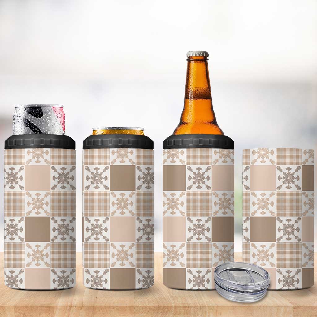 Hawaiian Palaka Quilt Pattern 4 in 1 Can Cooler Tumbler Hawaii Culture Pineapple LT9 - Polynesian Pride
