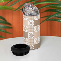 Hawaiian Palaka Quilt Pattern 4 in 1 Can Cooler Tumbler Hawaii Culture Pineapple LT9 - Polynesian Pride
