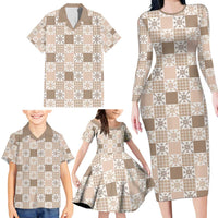 Hawaiian Palaka Quilt Pattern Family Matching Long Sleeve Bodycon Dress and Hawaiian Shirt Hawaii Culture Pineapple LT9 - Polynesian Pride