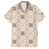 Hawaiian Palaka Quilt Pattern Family Matching Long Sleeve Bodycon Dress and Hawaiian Shirt Hawaii Culture Pineapple LT9 Dad's Shirt - Short Sleeve Beige - Polynesian Pride