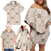 Hawaiian Palaka Quilt Pattern Family Matching Off Shoulder Short Dress and Hawaiian Shirt Hawaii Culture Pineapple LT9 - Polynesian Pride