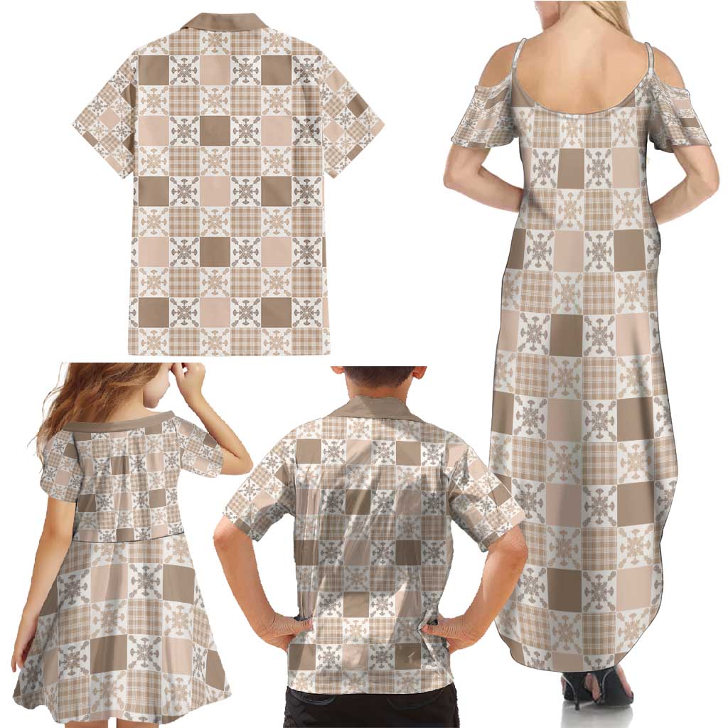 Hawaiian Palaka Quilt Pattern Family Matching Summer Maxi Dress and Hawaiian Shirt Hawaii Culture Pineapple LT9 - Polynesian Pride