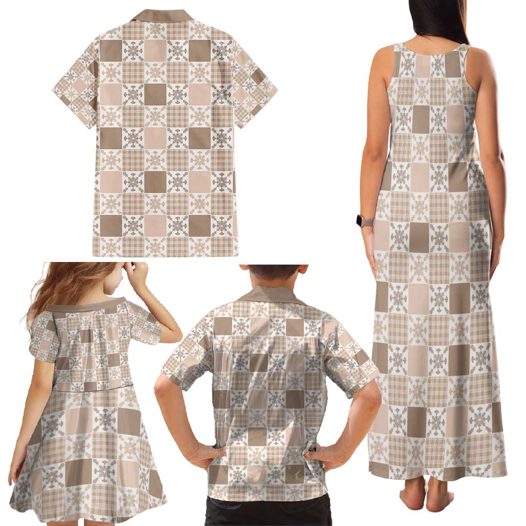 Hawaiian Palaka Quilt Pattern Family Matching Tank Maxi Dress and Hawaiian Shirt Hawaii Culture Pineapple LT9 - Polynesian Pride