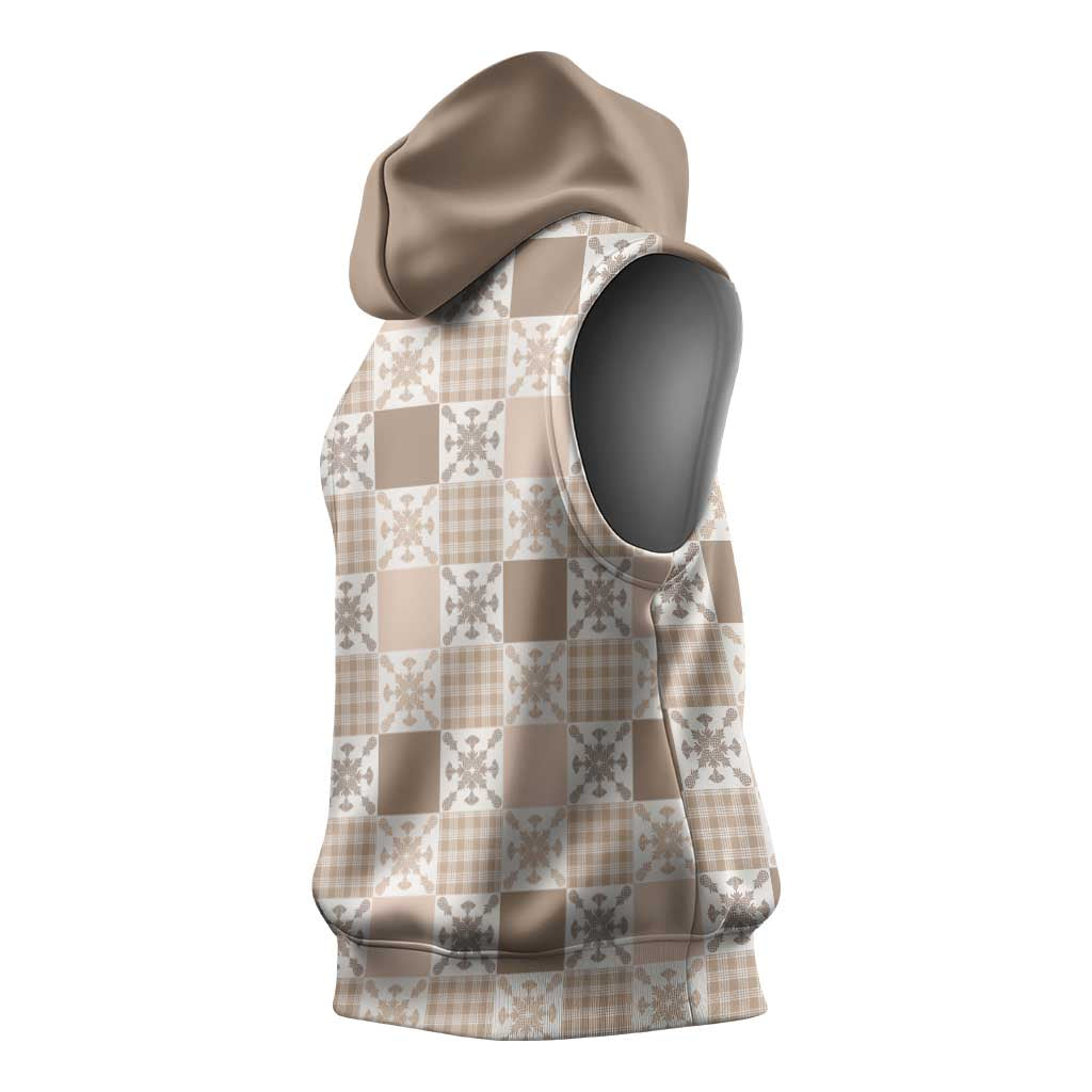 Hawaiian Palaka Quilt Pattern Sleeveless Hoodie Hawaii Culture Pineapple - Polynesian Pride