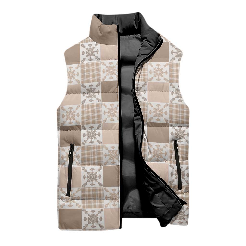 Hawaiian Palaka Quilt Pattern Sleeveless Puffer Jacket Hawaii Culture Pineapple - Polynesian Pride
