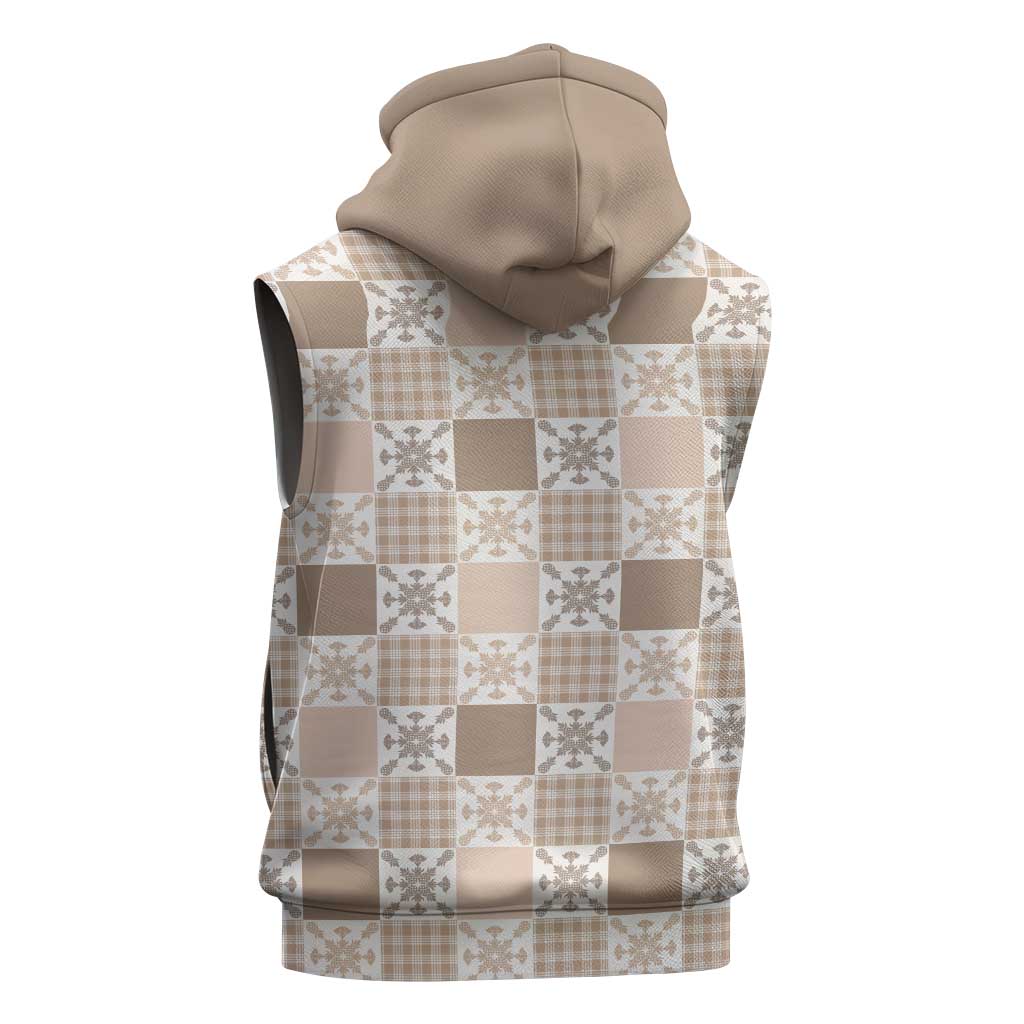 Hawaiian Palaka Quilt Pattern Sleeveless Zip Hoodie Hawaii Culture Pineapple - Polynesian Pride