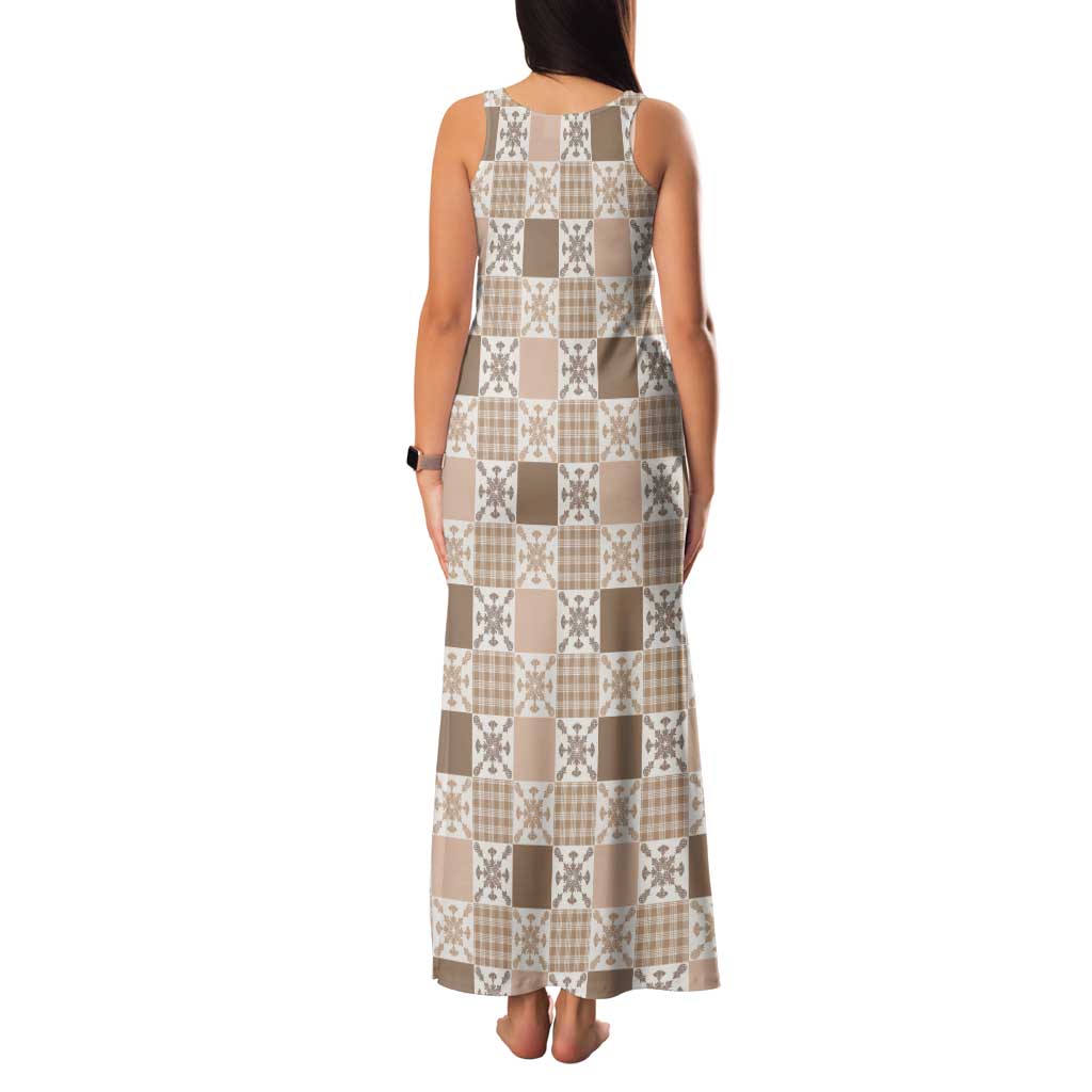 Hawaiian Palaka Quilt Pattern Tank Maxi Dress Hawaii Culture Pineapple - Polynesian Pride