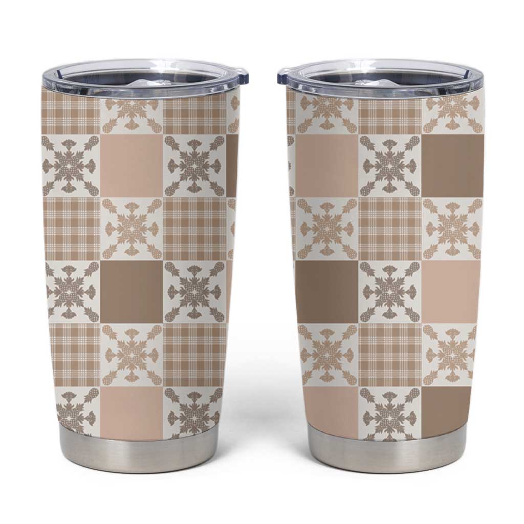 Hawaiian Palaka Quilt Pattern Tumbler Cup Hawaii Culture Pineapple LT9 Beige - Polynesian Pride