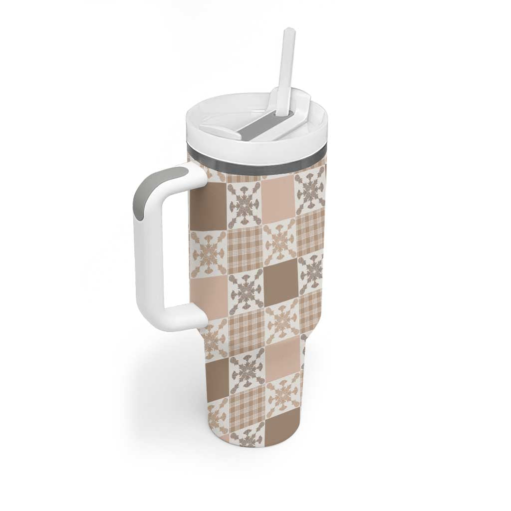 Hawaiian Palaka Quilt Pattern Tumbler With Handle Hawaii Culture Pineapple - Polynesian Pride