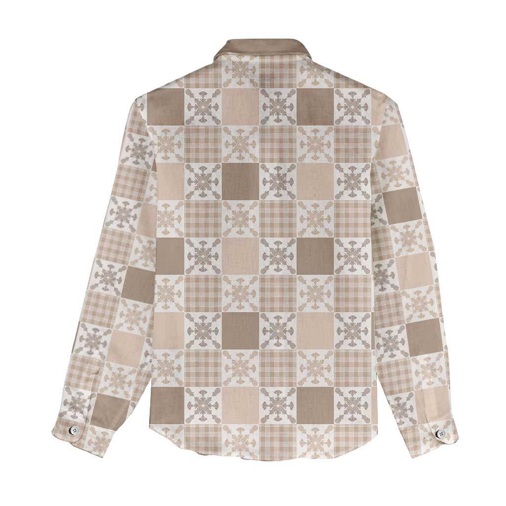Hawaiian Palaka Quilt Pattern Women Casual Shirt Hawaii Culture Pineapple - Polynesian Pride