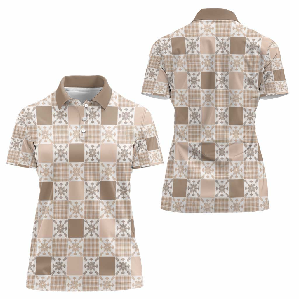 Hawaiian Palaka Quilt Pattern Women Polo Shirt Hawaii Culture Pineapple - Polynesian Pride