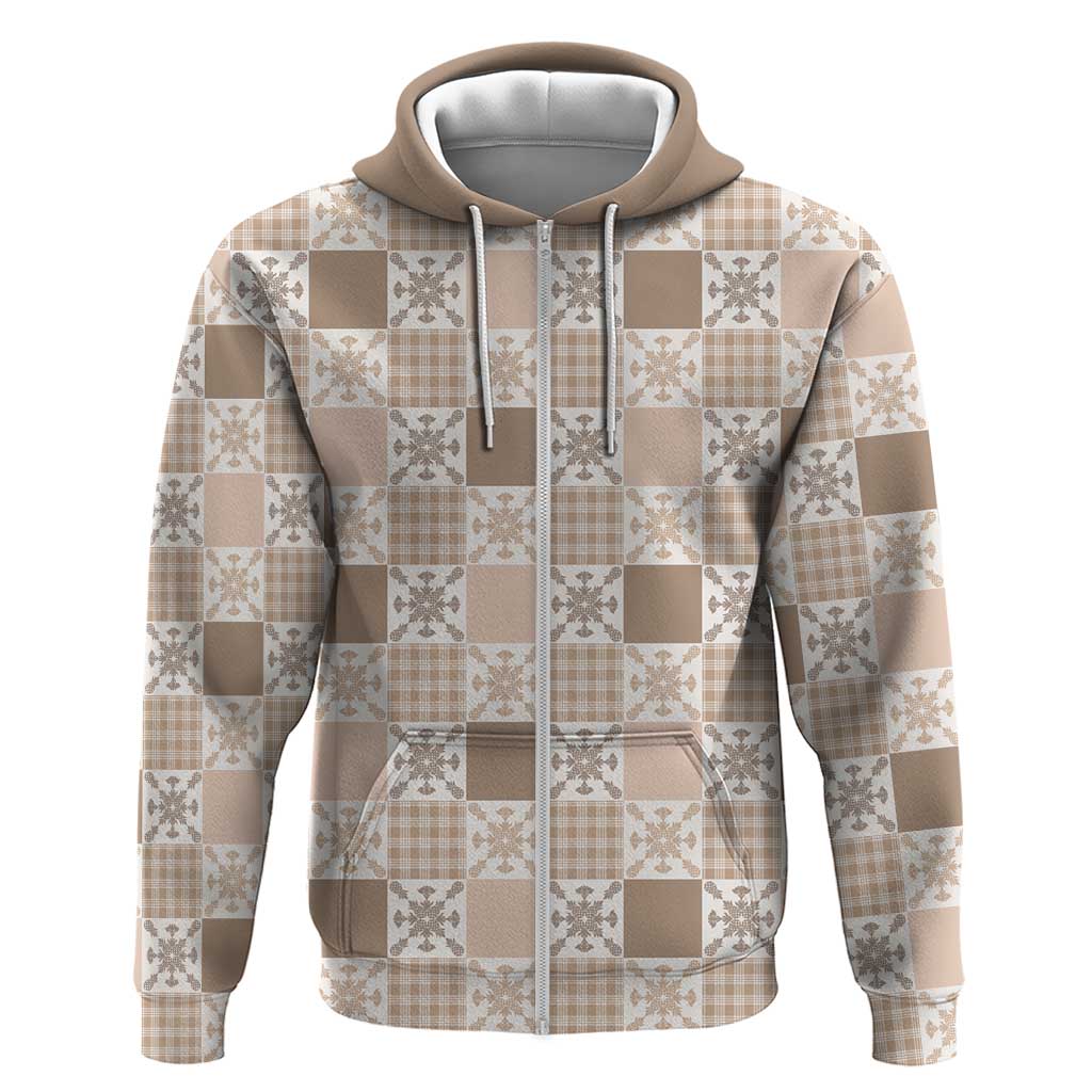 Hawaiian Palaka Quilt Pattern Zip Hoodie Hawaii Culture Pineapple - Polynesian Pride