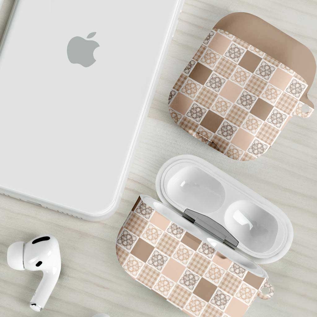Hawaiian Palaka Quilt Pattern AirPods Case Hawaii Culture Tropical Flowers Mix - Polynesian Pride