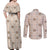 Hawaiian Palaka Quilt Pattern Couples Matching Off Shoulder Maxi Dress and Long Sleeve Button Shirt Hawaii Culture Tropical Flowers Mix - Polynesian Pride