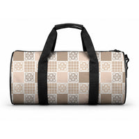 Hawaiian Palaka Quilt Pattern Duffle Bag Hawaii Culture Tropical Flowers Mix LT9 One size Beige - Polynesian Pride