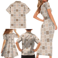 Hawaiian Palaka Quilt Pattern Family Matching Short Sleeve Bodycon Dress and Hawaiian Shirt Hawaii Culture Tropical Flowers Mix LT9 - Polynesian Pride