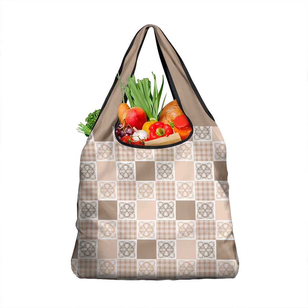 Hawaiian Palaka Quilt Pattern Grocery Bag Hawaii Culture Tropical Flowers Mix - Polynesian Pride