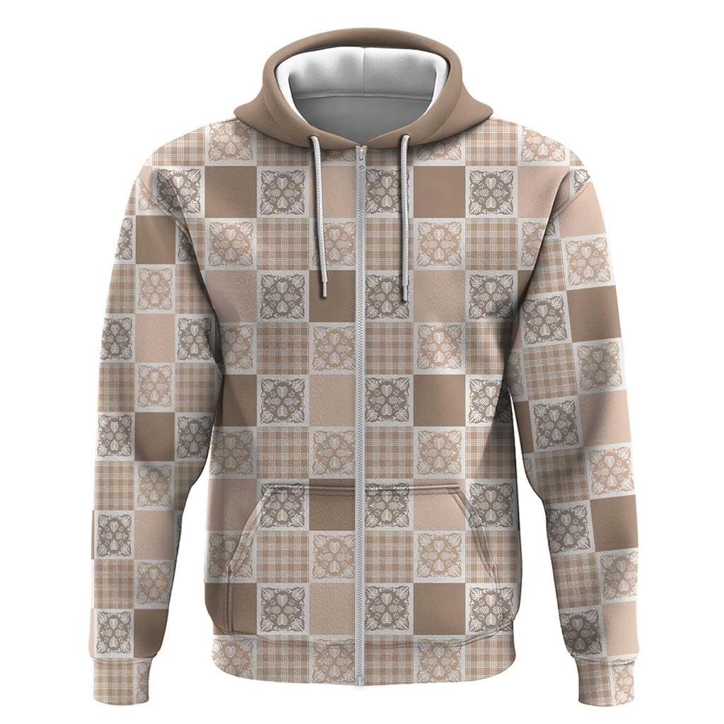 Hawaiian Palaka Quilt Pattern Hoodie Hawaii Culture Tropical Flowers Mix - Polynesian Pride