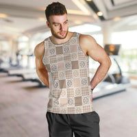 Hawaiian Palaka Quilt Pattern Men Tank Top Hawaii Culture Tropical Flowers Mix - Polynesian Pride