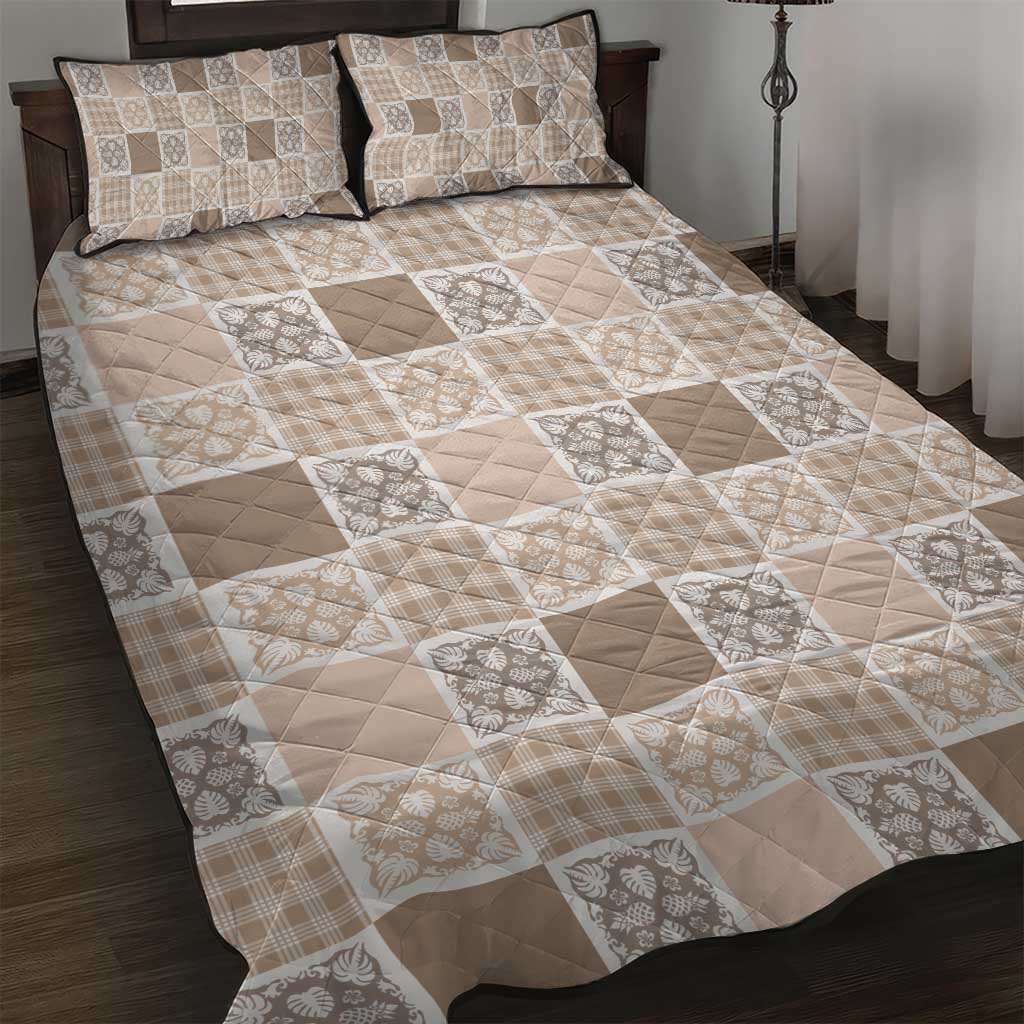 Hawaiian Palaka Quilt Pattern Quilt Bed Set Hawaii Culture Tropical Flowers Mix - Polynesian Pride