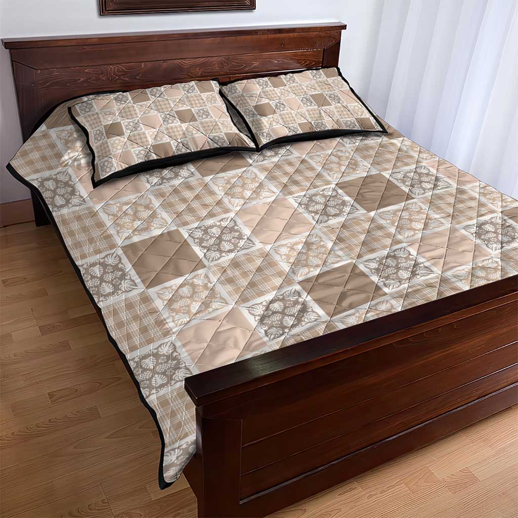 Hawaiian Palaka Quilt Pattern Quilt Bed Set Hawaii Culture Tropical Flowers Mix - Polynesian Pride
