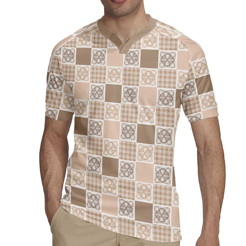 Hawaiian Palaka Quilt Pattern Rugby Jersey Hawaii Culture Tropical Flowers Mix - Polynesian Pride