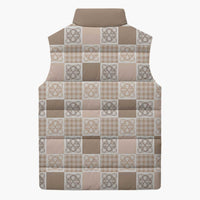 Hawaiian Palaka Quilt Pattern Sleeveless Puffer Jacket Hawaii Culture Tropical Flowers Mix LT9 - Polynesian Pride