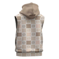 Hawaiian Palaka Quilt Pattern Sleeveless Zip Hoodie Hawaii Culture Tropical Flowers Mix - Polynesian Pride