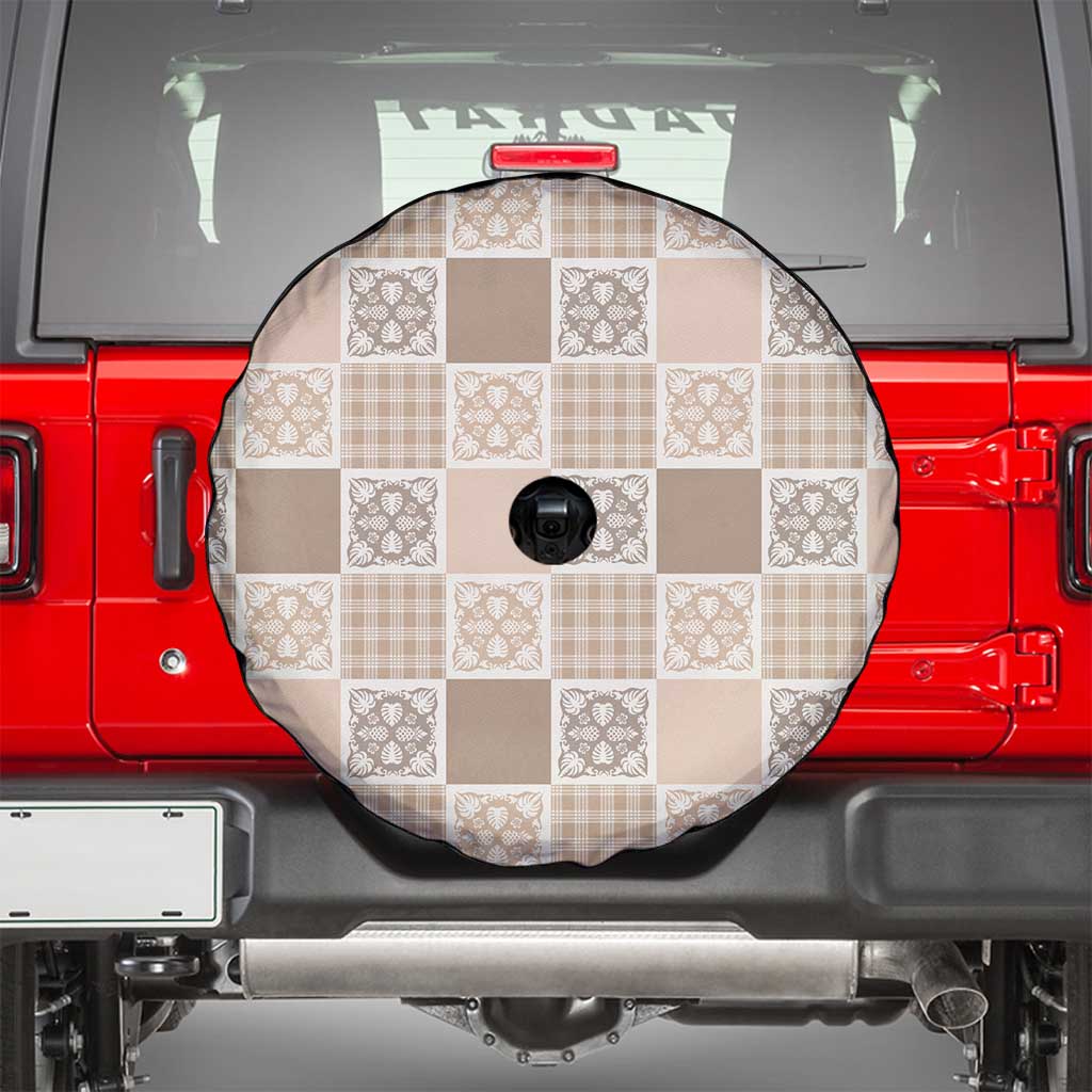 Hawaiian Palaka Quilt Pattern Spare Tire Cover Hawaii Culture Tropical Flowers Mix - Polynesian Pride