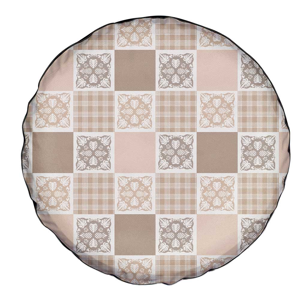 Hawaiian Palaka Quilt Pattern Spare Tire Cover Hawaii Culture Tropical Flowers Mix - Polynesian Pride
