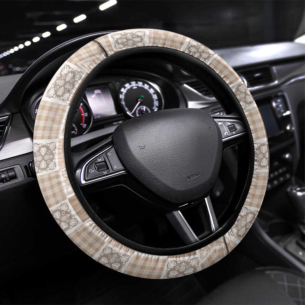 Hawaiian Palaka Quilt Pattern Steering Wheel Cover Hawaii Culture Tropical Flowers Mix - Polynesian Pride